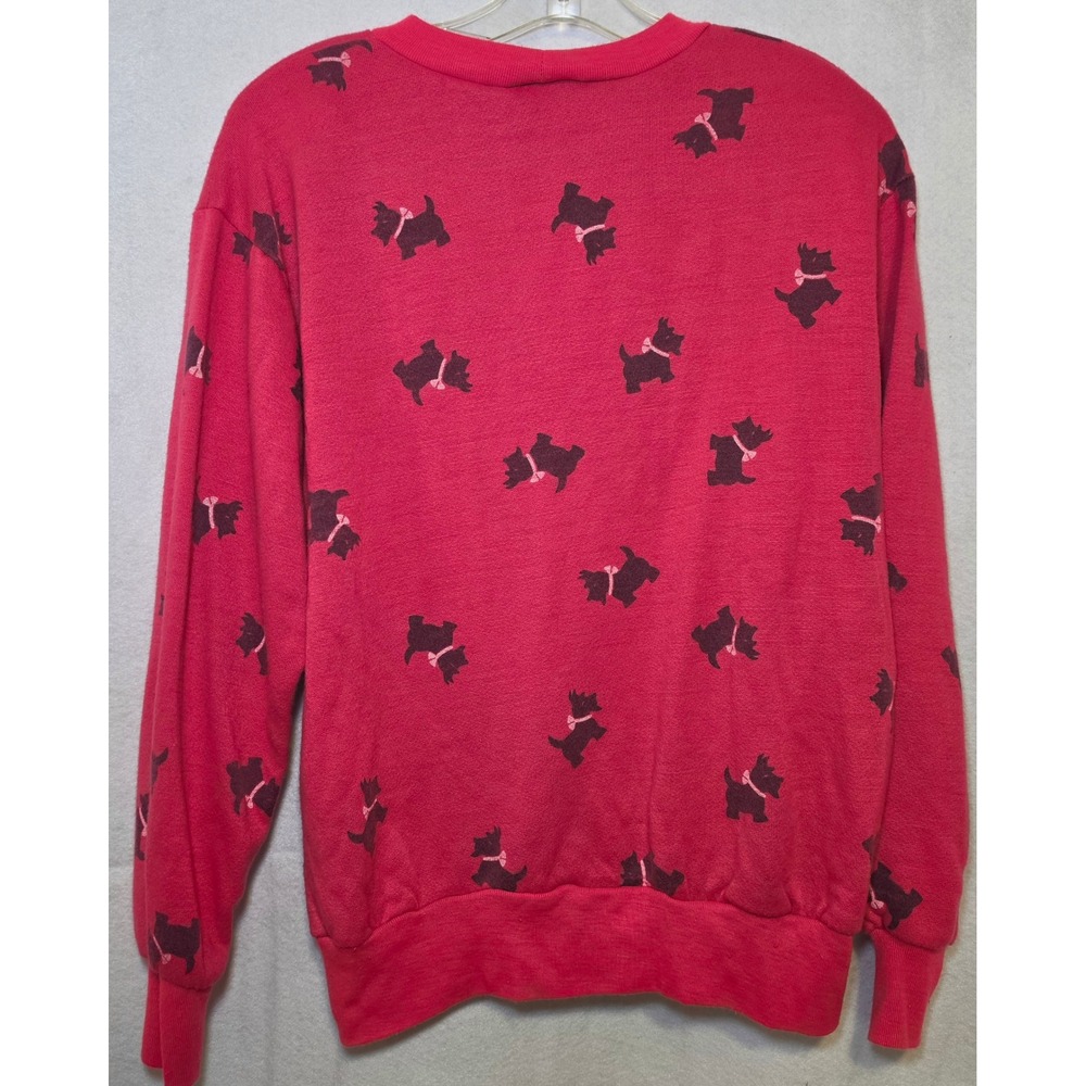 Vintage 80s All Over Print Scottie Dog Sweatshirt - Made in USA Large Hot Pink - Picture 4 of 7